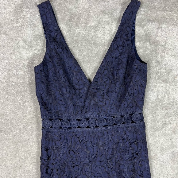 Bardot Dress Womens 4/XS Navy Fiona Face Trumpet Feminine Party Event Midi - Picture 6 of 12